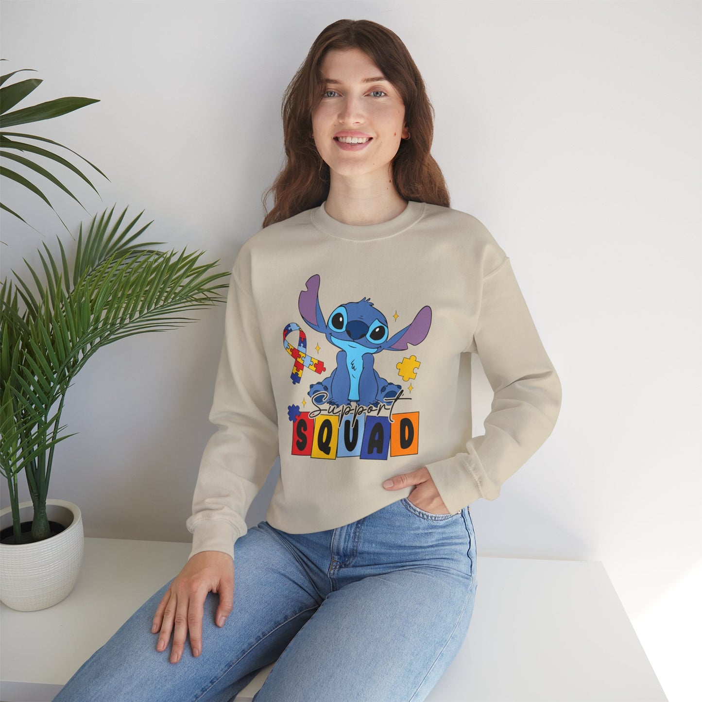 Stitch Squad Crewneck Sweatshirt — Cute Blue Alien Graphic Pullover