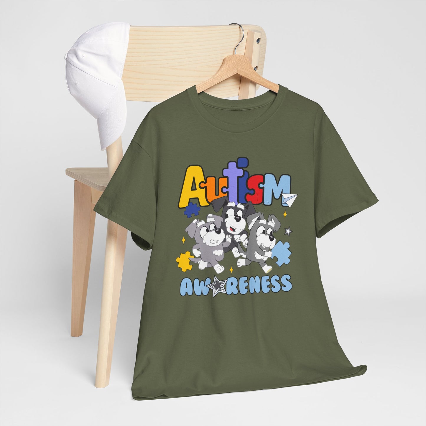 Autism Awareness Puzzle Paw Tee — Cute Dogs Support Autism Awareness