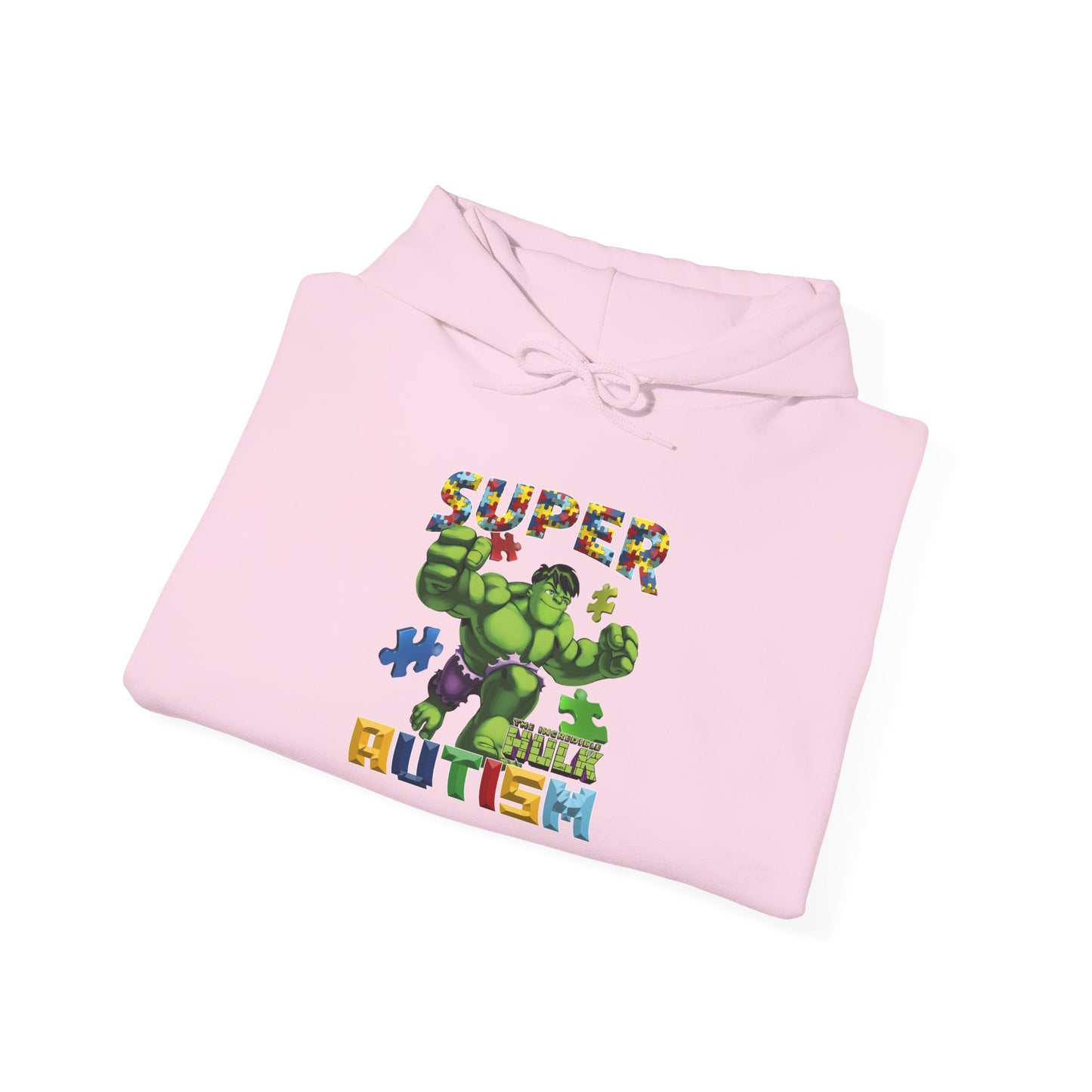 Autism Superhero Hoodie — "Super 4 Autism" Puzzle-Pattern Support Pullover