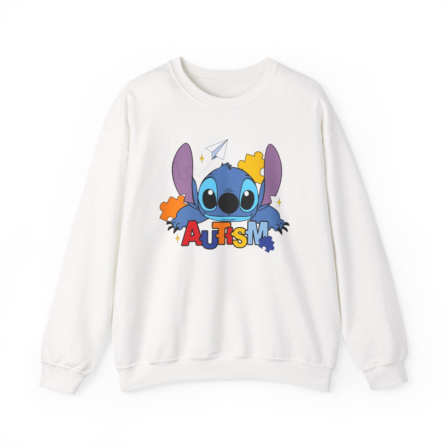 Autism Awareness Crewneck Sweatshirt — Colorful Puzzle Design