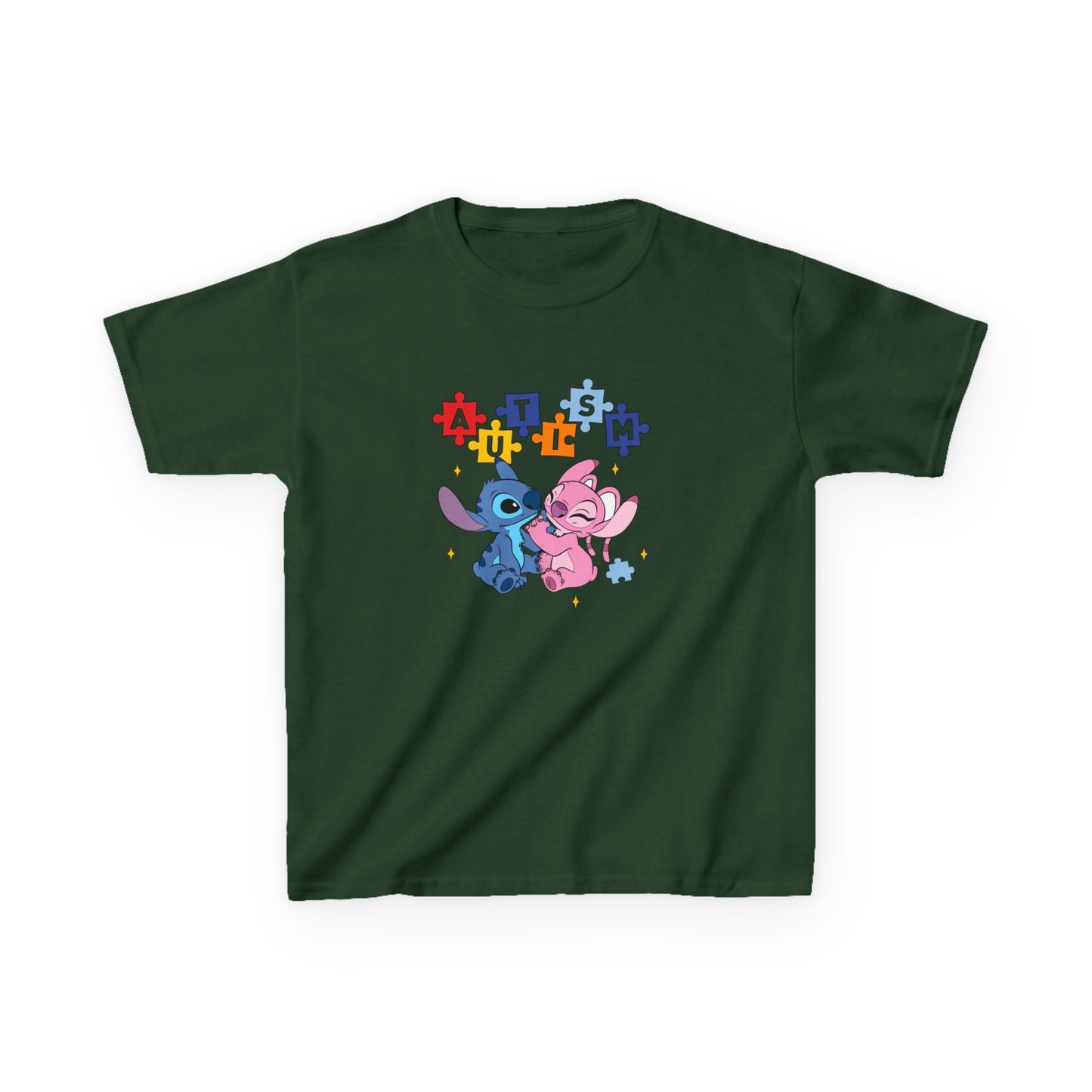 Kids Tee — Cute Stitch & Angel Heart Puzzle Design