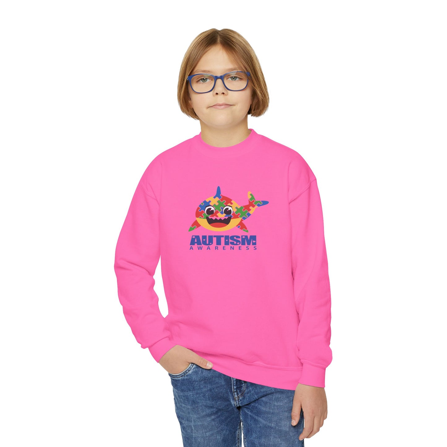 Colorful Autism Awareness Youth Crewneck Sweatshirt
