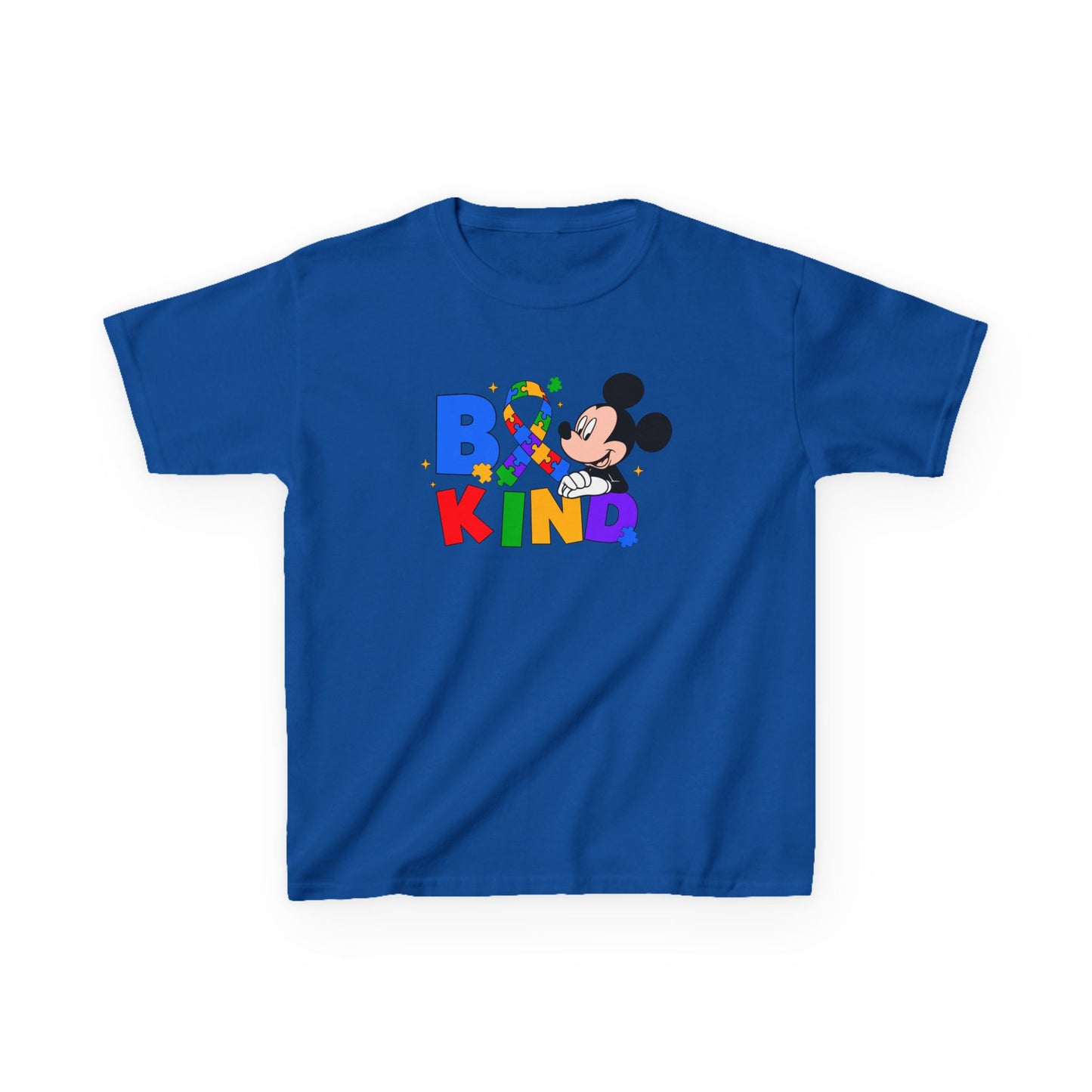 Kids Tee — "Be Kind" Rainbow Cartoon Character Graphic
