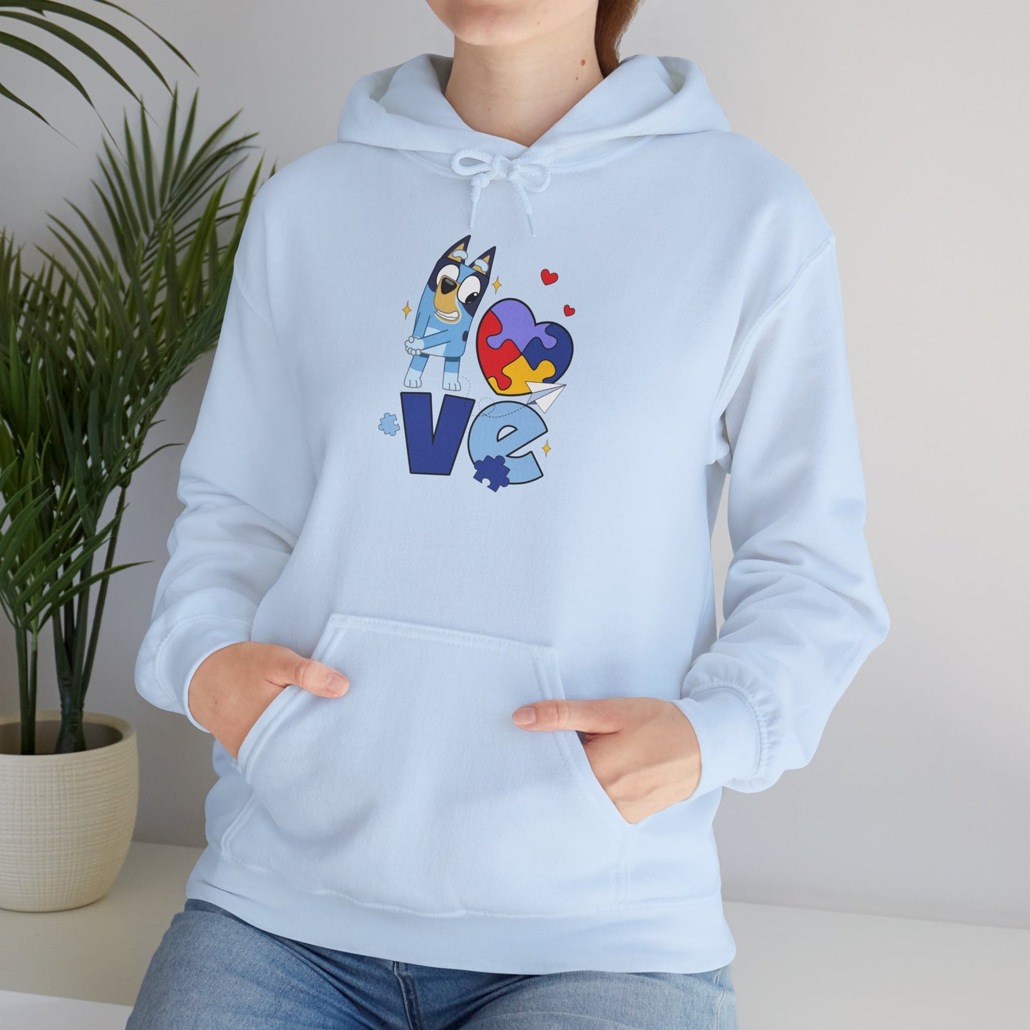 Autism Puzzle Heart Love Hoodie — Cute Inclusive Love Graphic Sweatshirt