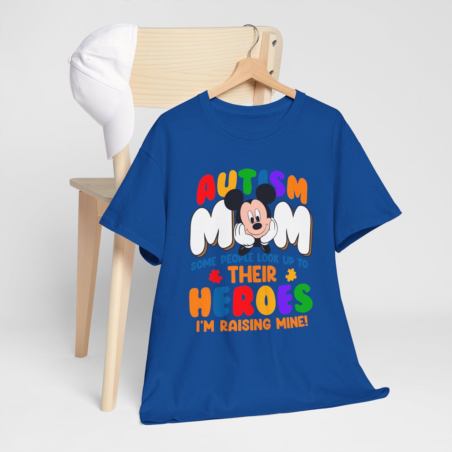 Autism Mom T-Shirt — "Some People Look Up to Their Heroes I'm Raising Mine" Colorful Support Tee