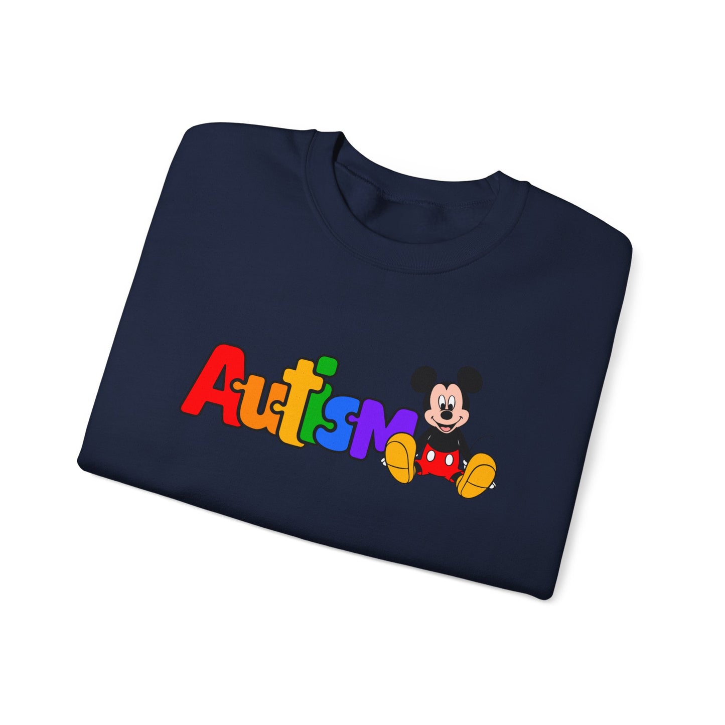 Autism Pride Crewneck Sweatshirt — Colorful Puzzle Text Design