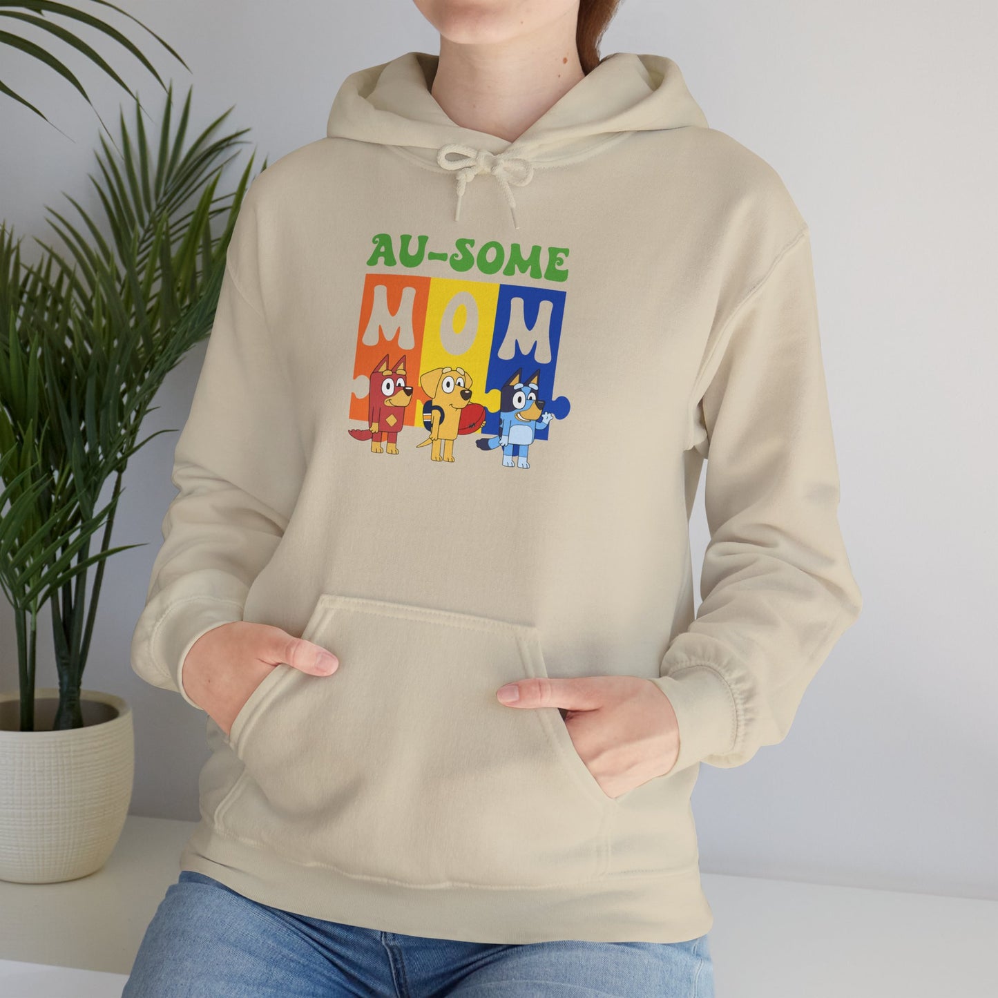 Au-some Mom Hoodie — Colorful Puzzle Piece Autism Awareness Sweatshirt