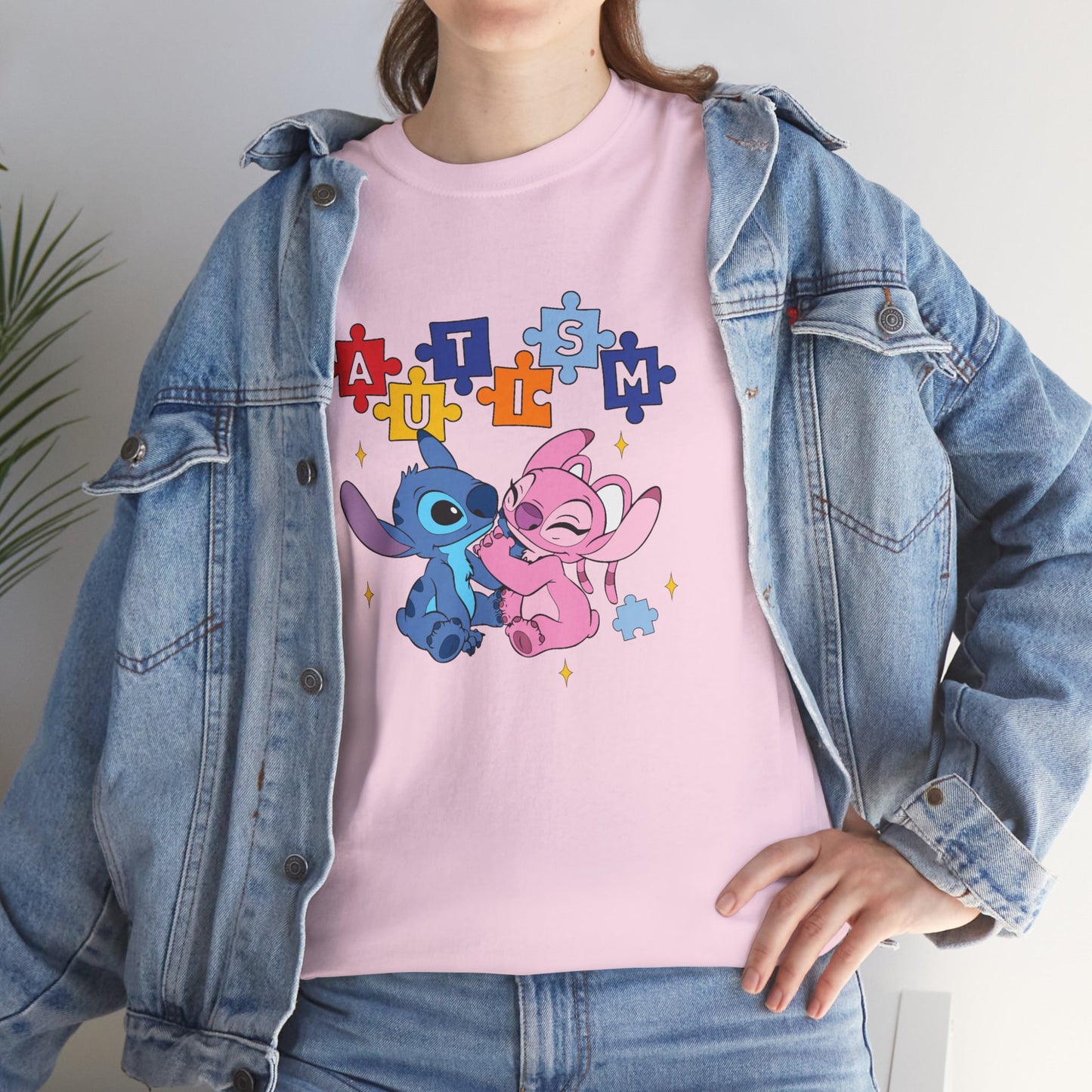 Autism Puzzle Love T-Shirt — Cute Stitch & Angel Friendship Tee