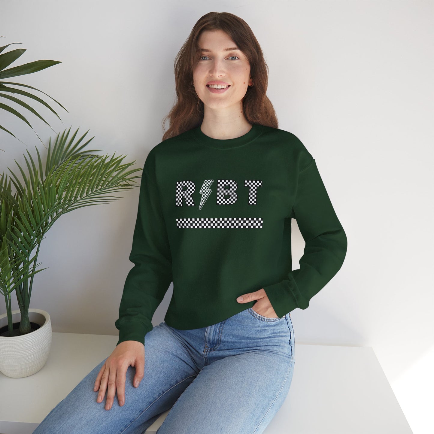 RBT Lightening Bolt Checkered Crewneck Sweatshirt