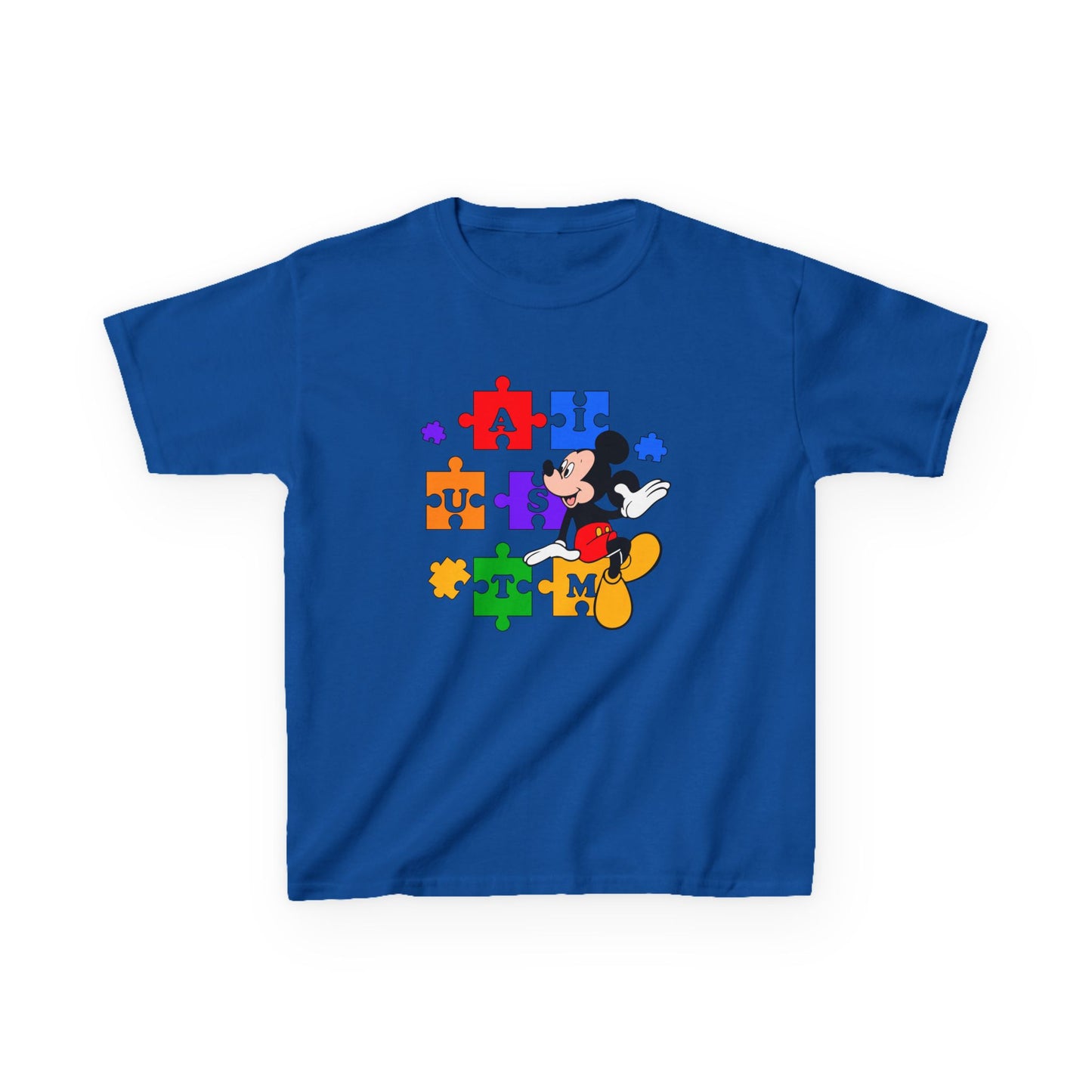 Kids Tee — Mickey Mouse Autism Puzzle Pieces Design