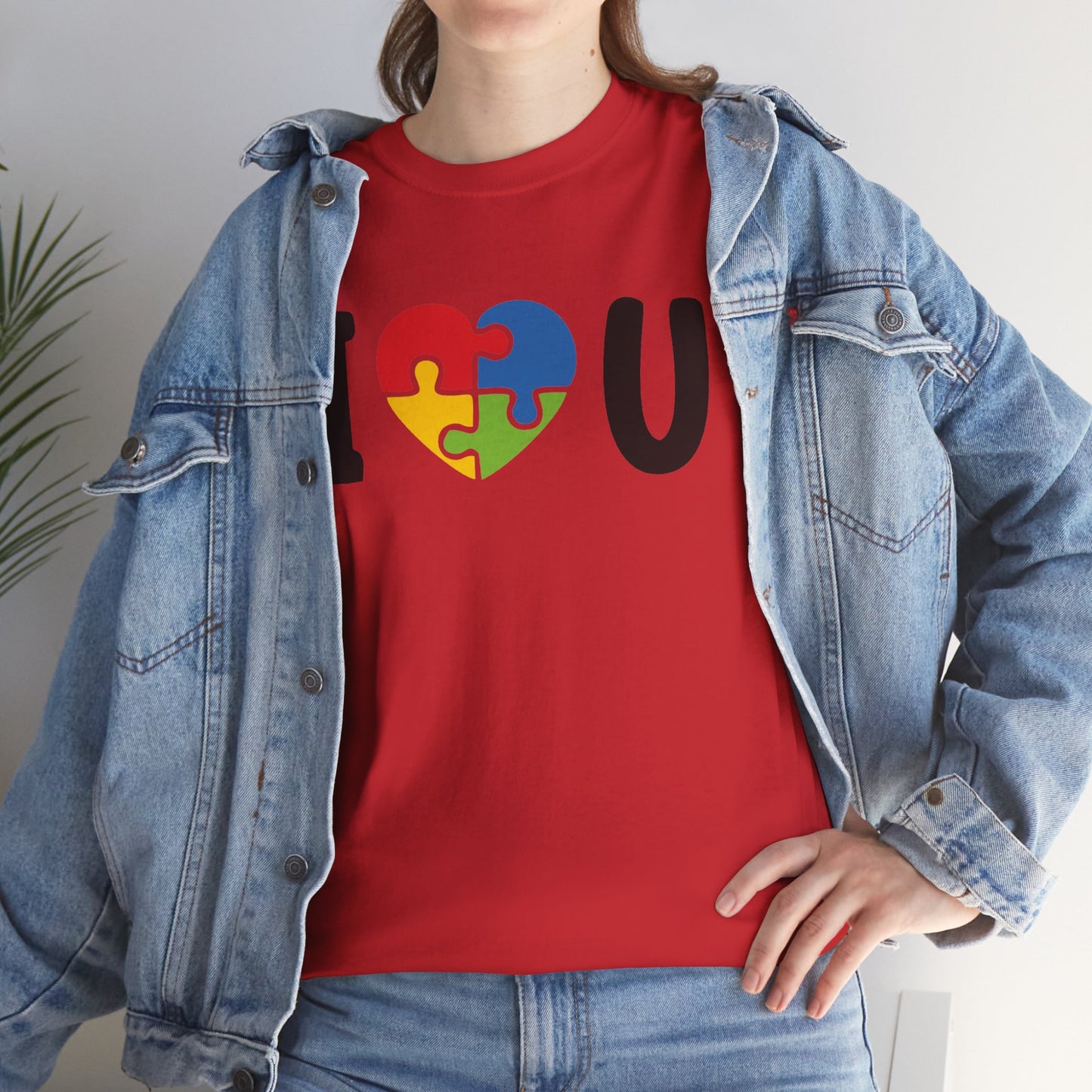 Rainbow Heart Puzzle Unisex Heavy Cotton Tee