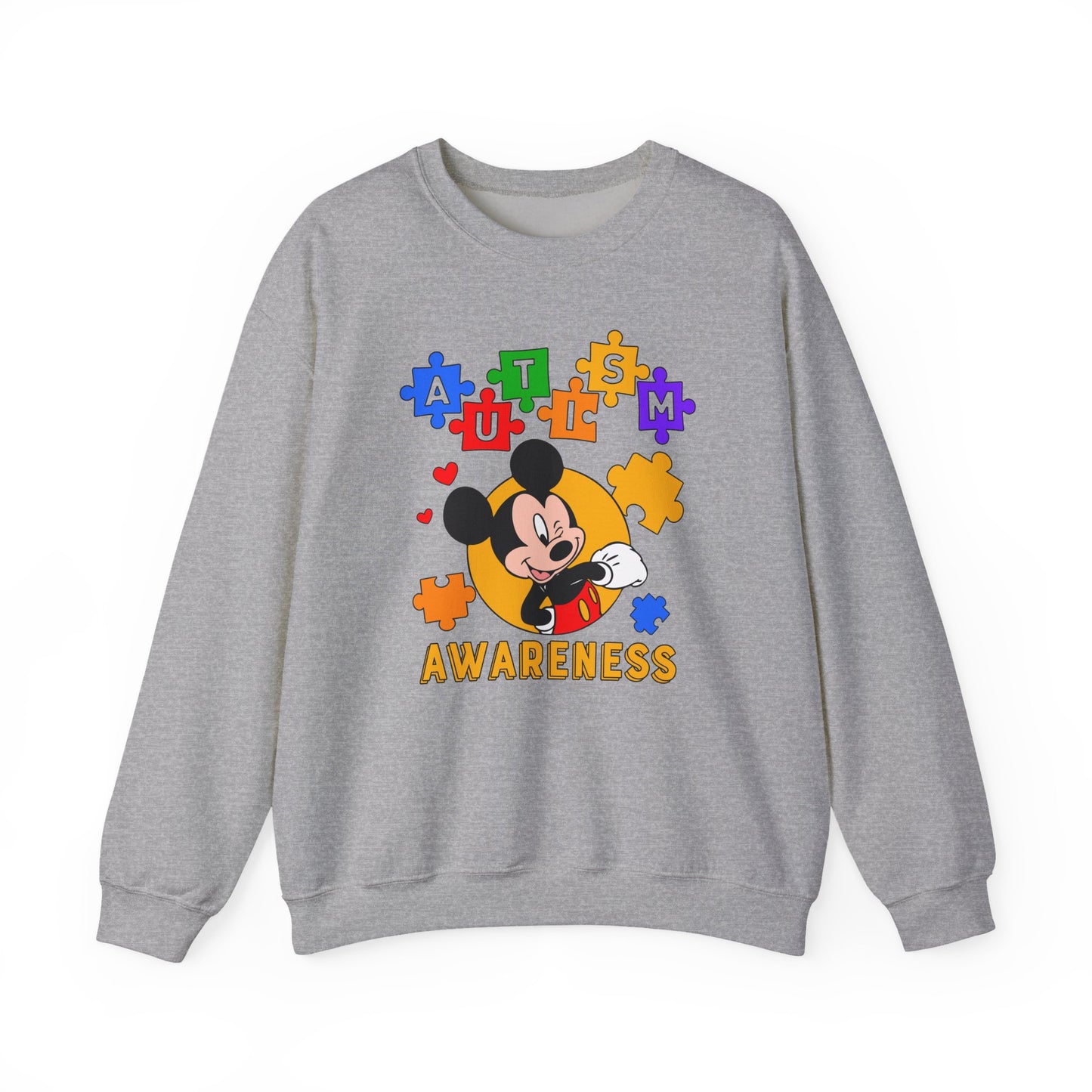 Autism Awareness Crewneck Sweatshirt — Puzzle Heart Character Design