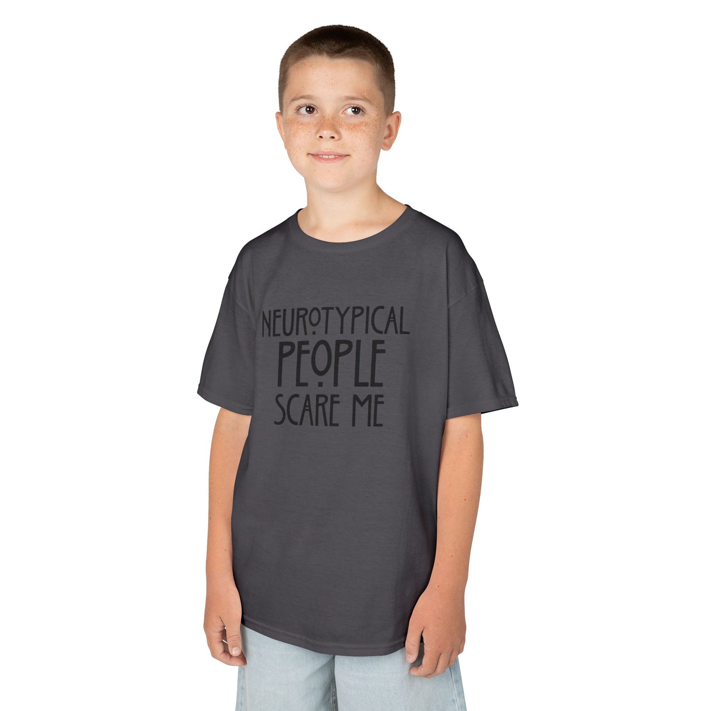 Kids Tee — "Neurotypical People Scare Me" Humor Autism Awareness Shirt