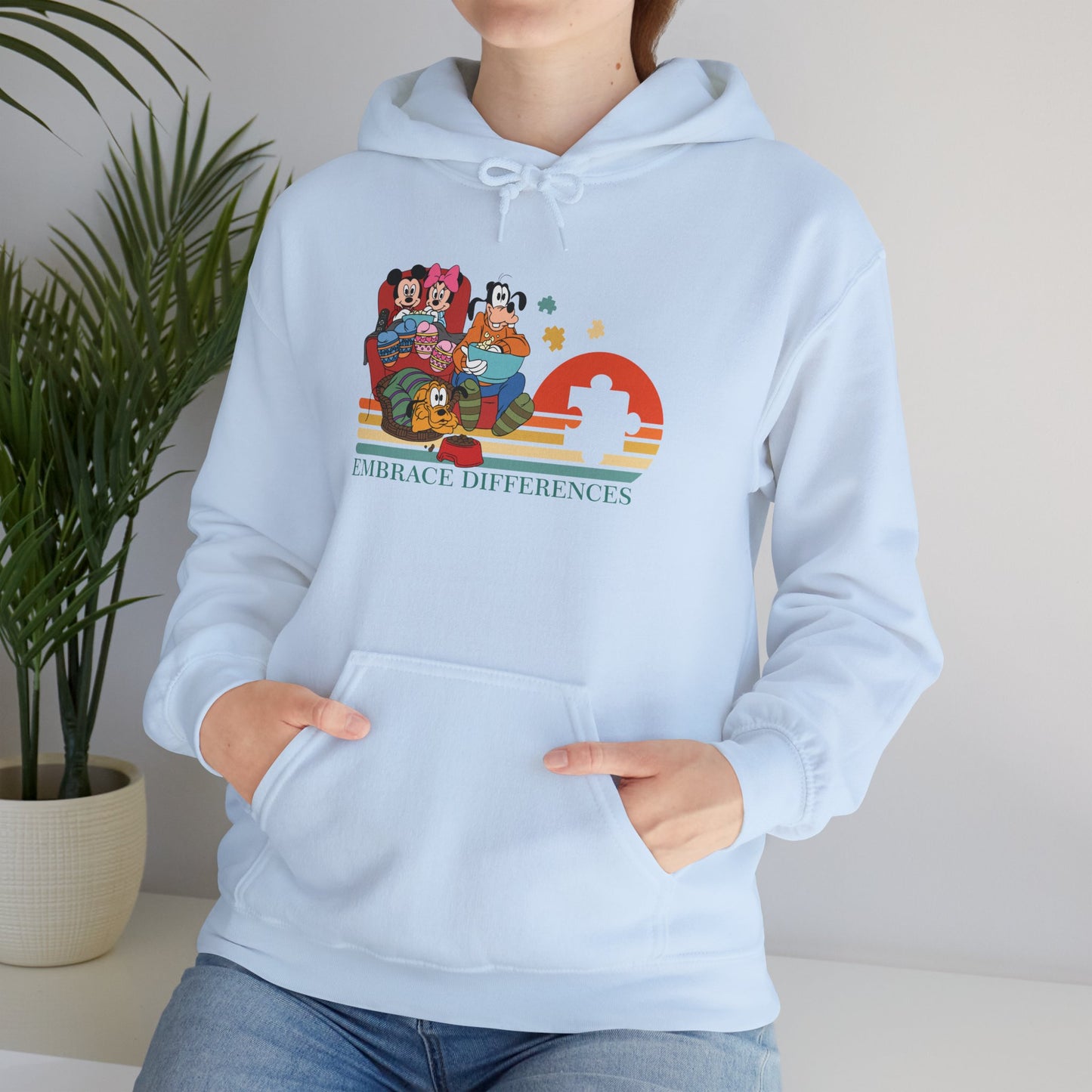 Embrace Differences Hoodie — Retro Pride Diverse Characters Graphic Sweatshirt
