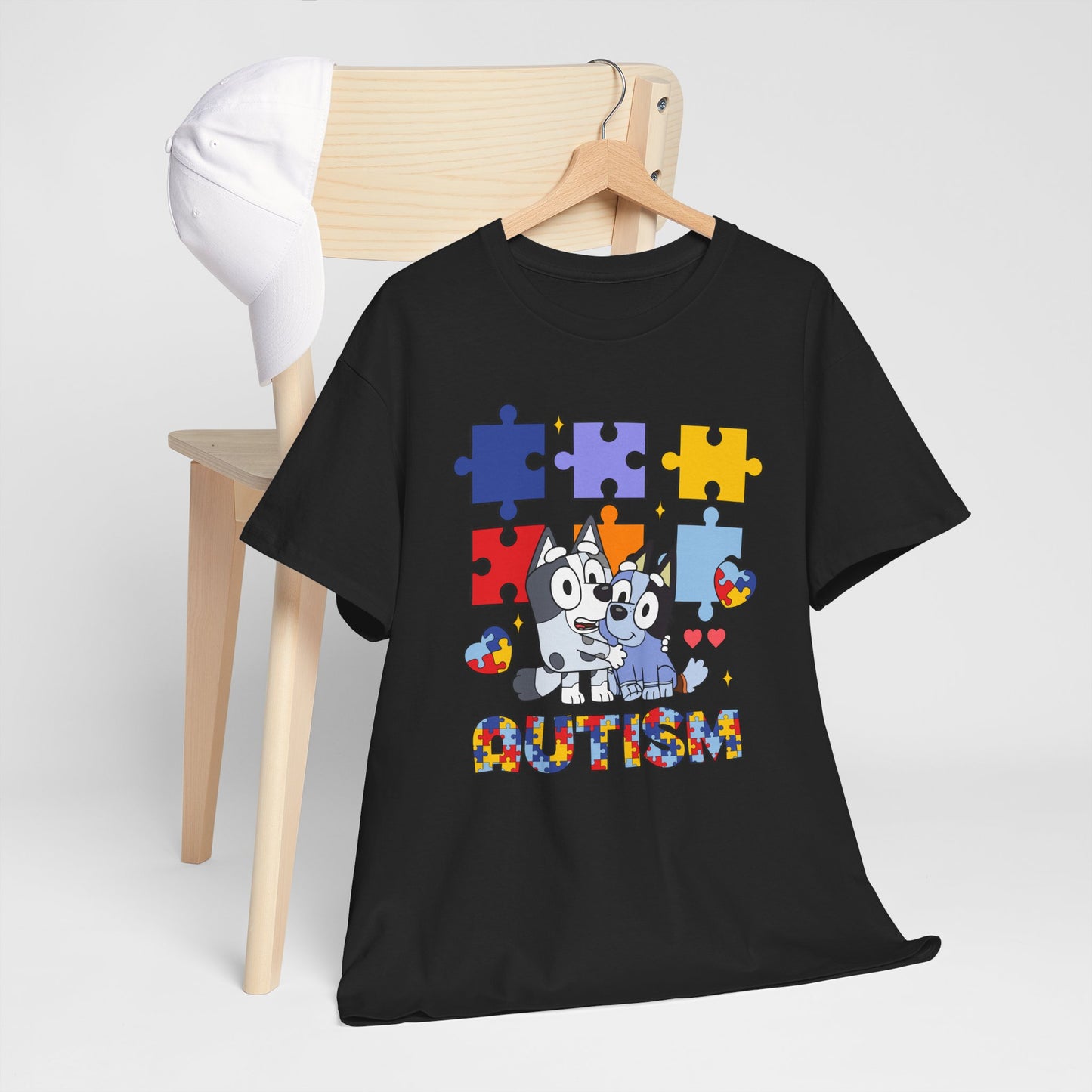 Autism Awareness Puzzle Tee — Cute Puppy Puzzle Piece Design