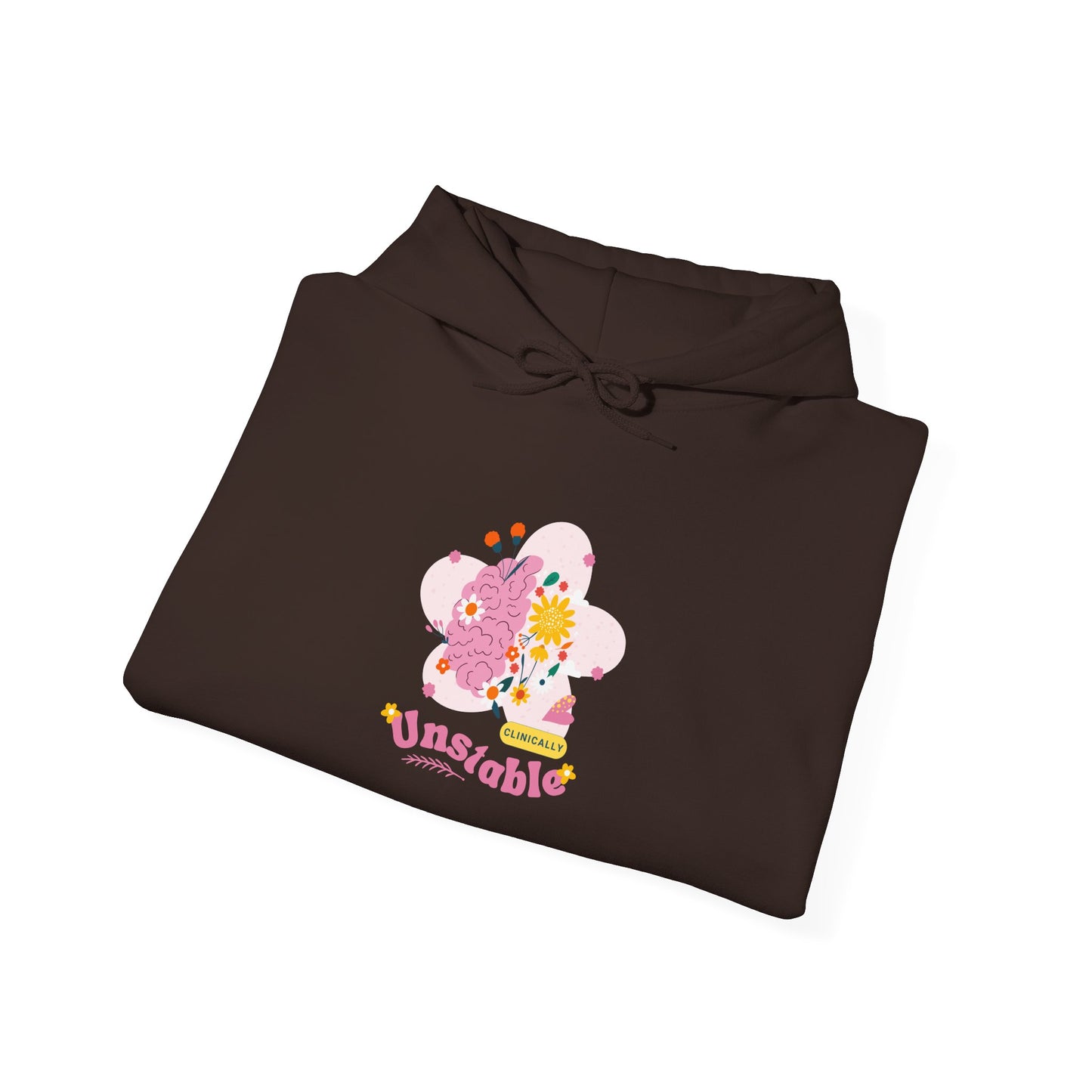 Unstable Cute Pastel Character Hoodie — Kawaii Pink Floral Graphic Sweatshirt