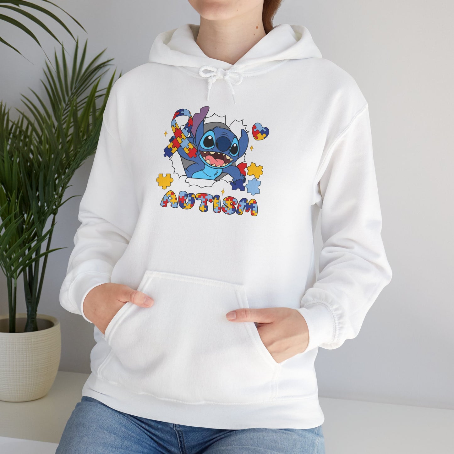 Autism Awareness Hoodie — Colorful Puzzle Stitch Design
