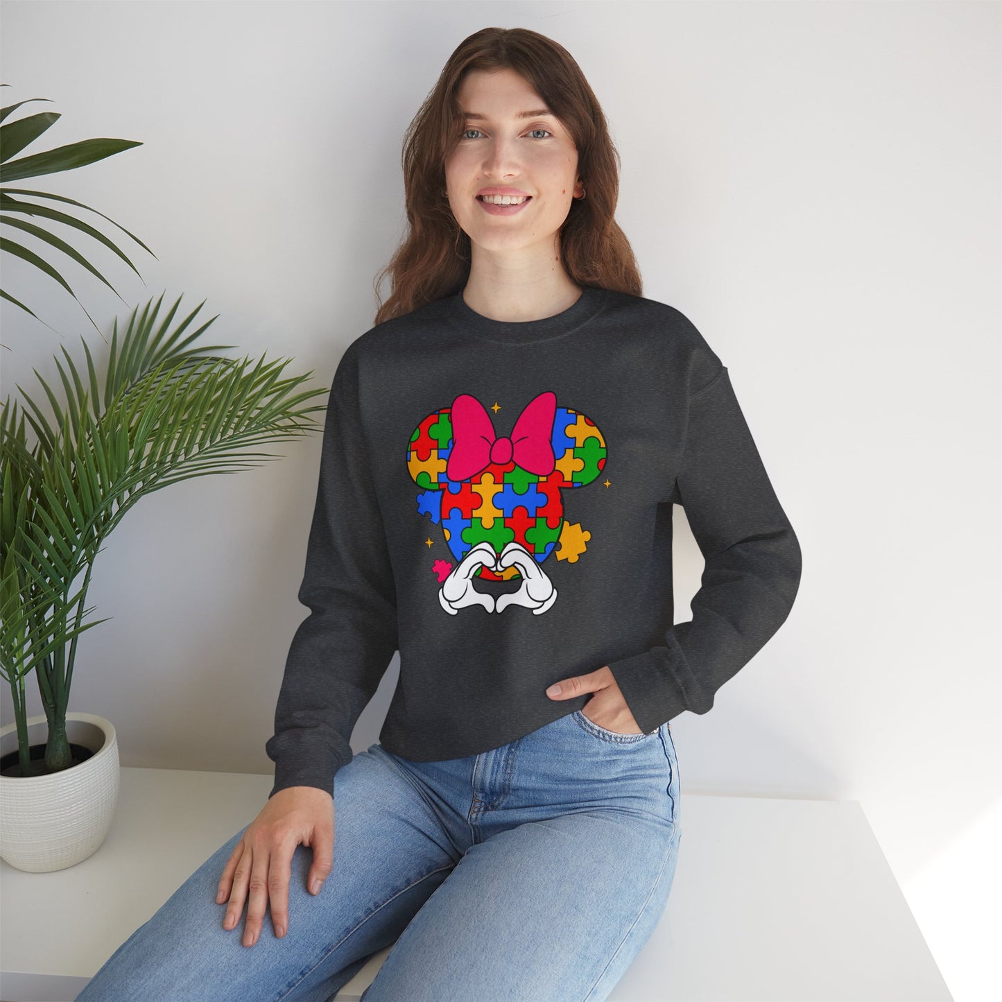 Autism Puzzle Minnie Crewneck Sweatshirt
