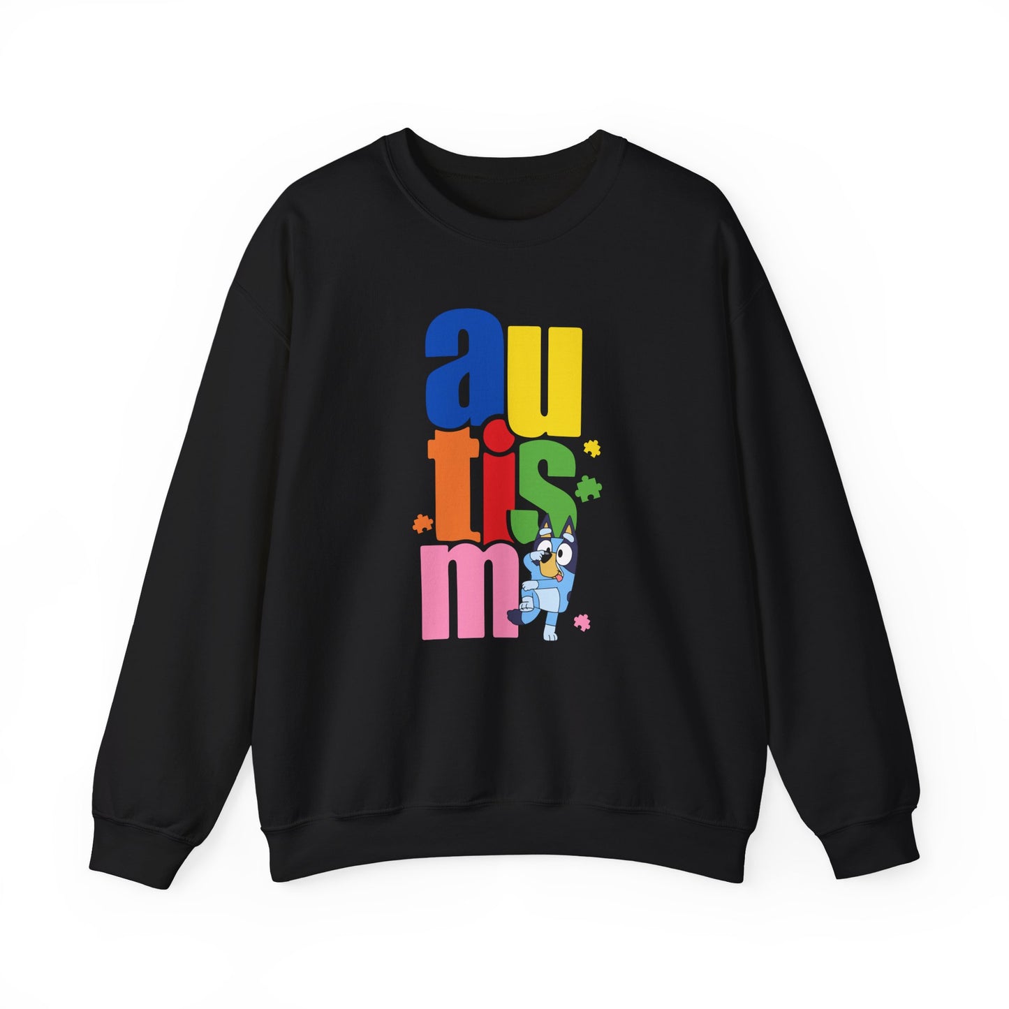 Autism Awareness Crewneck Sweatshirt — Colorful "autism" Design
