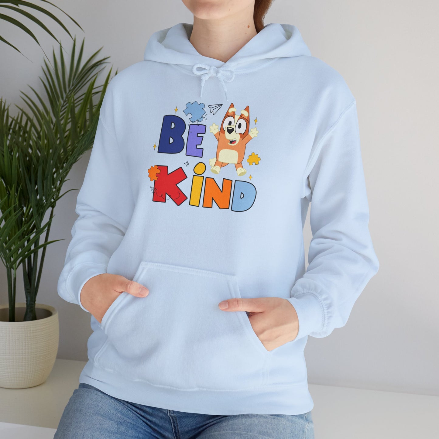 Be Kind Kids Hoodie – Colorful Cartoon Puppy Graphic Hoodie