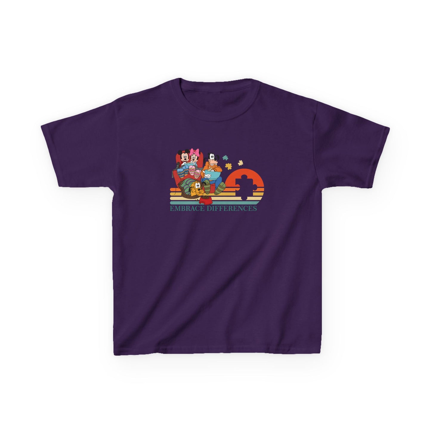 Kids Tee — Colorful Retro Animal Parade "I Embrace Differences"