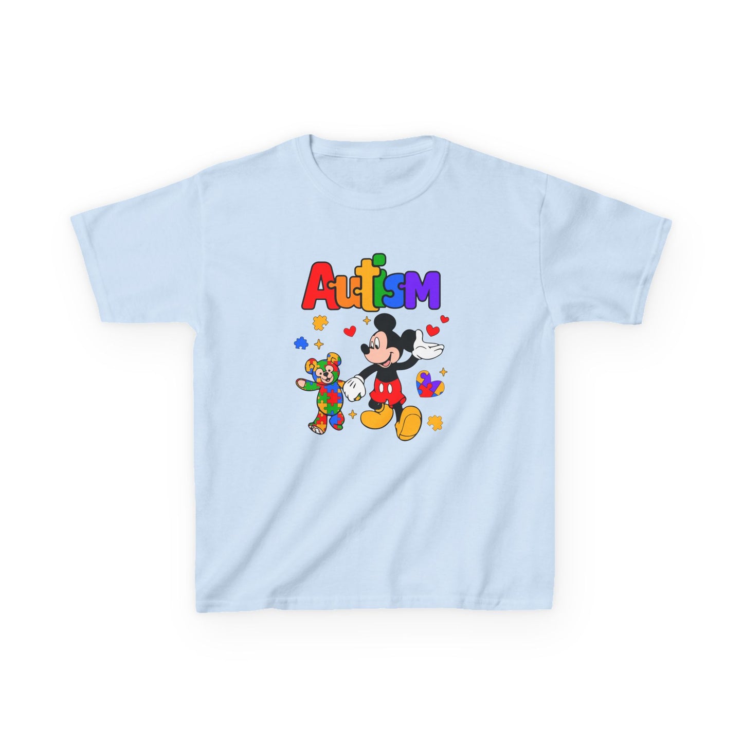 Kids Autism Awareness T‑Shirt — Colorful Puzzle & Friendly Character Design