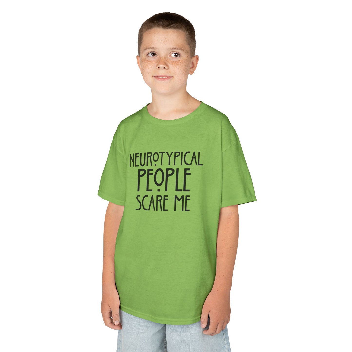 Kids Tee — "Neurotypical People Scare Me" Humor Autism Awareness Shirt
