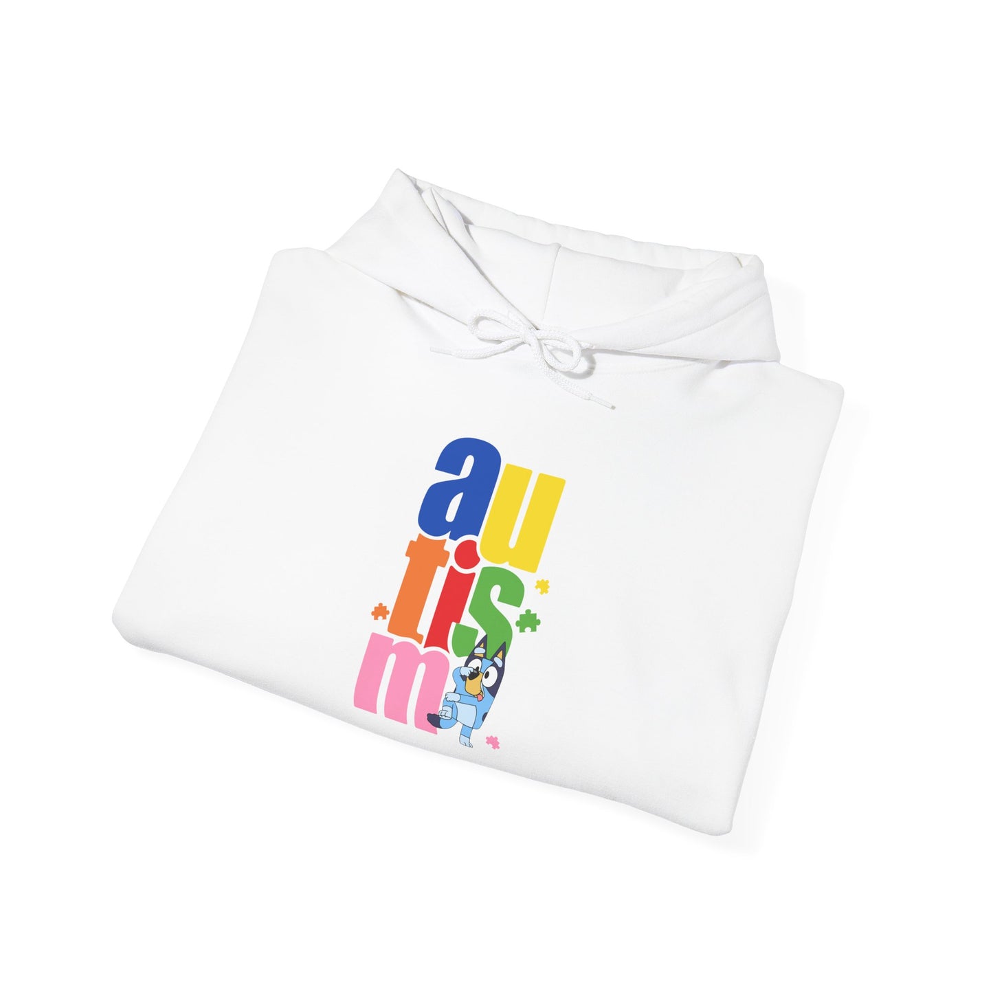 Autism Awareness Hoodie — Colorful Vertical “autism” Design