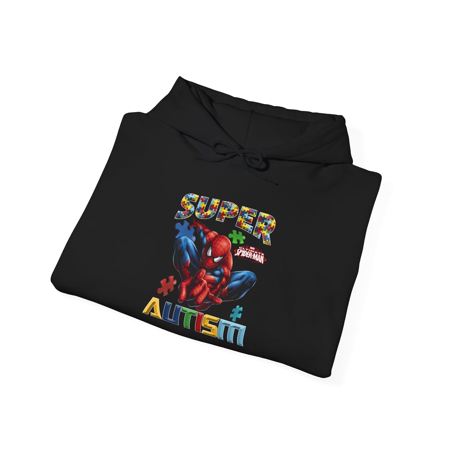 Autism Awareness Hoodie – "Super for Autism" Colorful Puzzle Hero Design