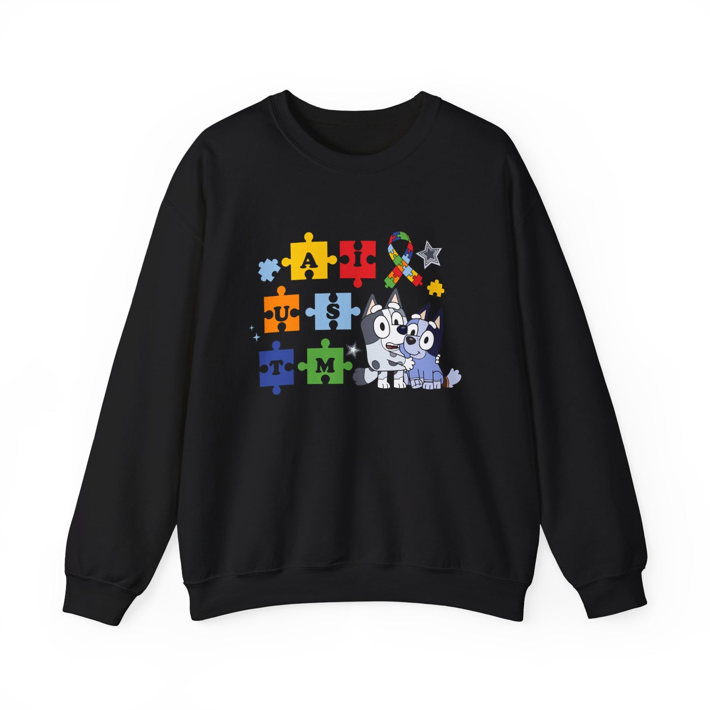 Autism Puzzle Paw Crewneck Sweatshirt — Bluey-Inspired Support Tee