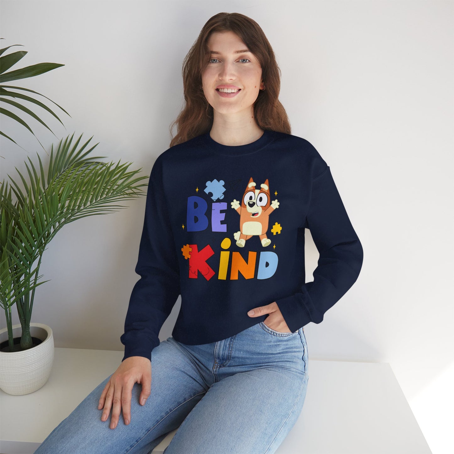 Be Kind Crewneck Sweatshirt — Cute Dog Graphic Kids/Adult Casual Pullover