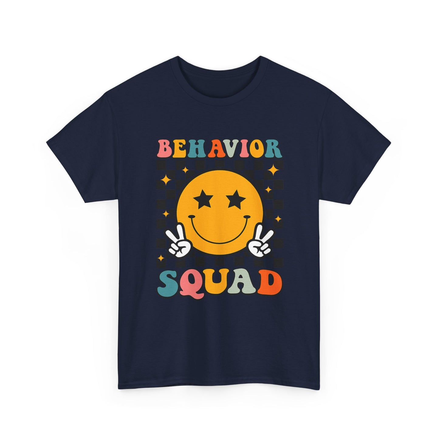 Behavior Squad T‑Shirt — Retro Smiley Face Peace Sign Tee