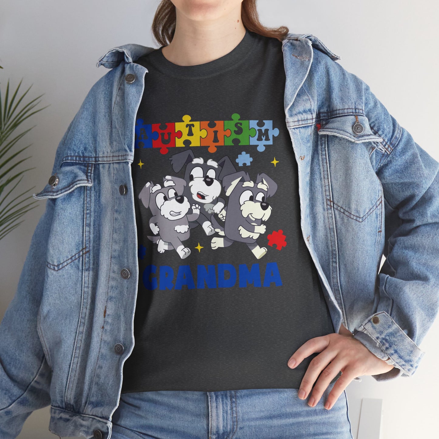Grandma Paw-some Autism Awareness Tee — Puzzle Dogs Autism Grandma Shirt