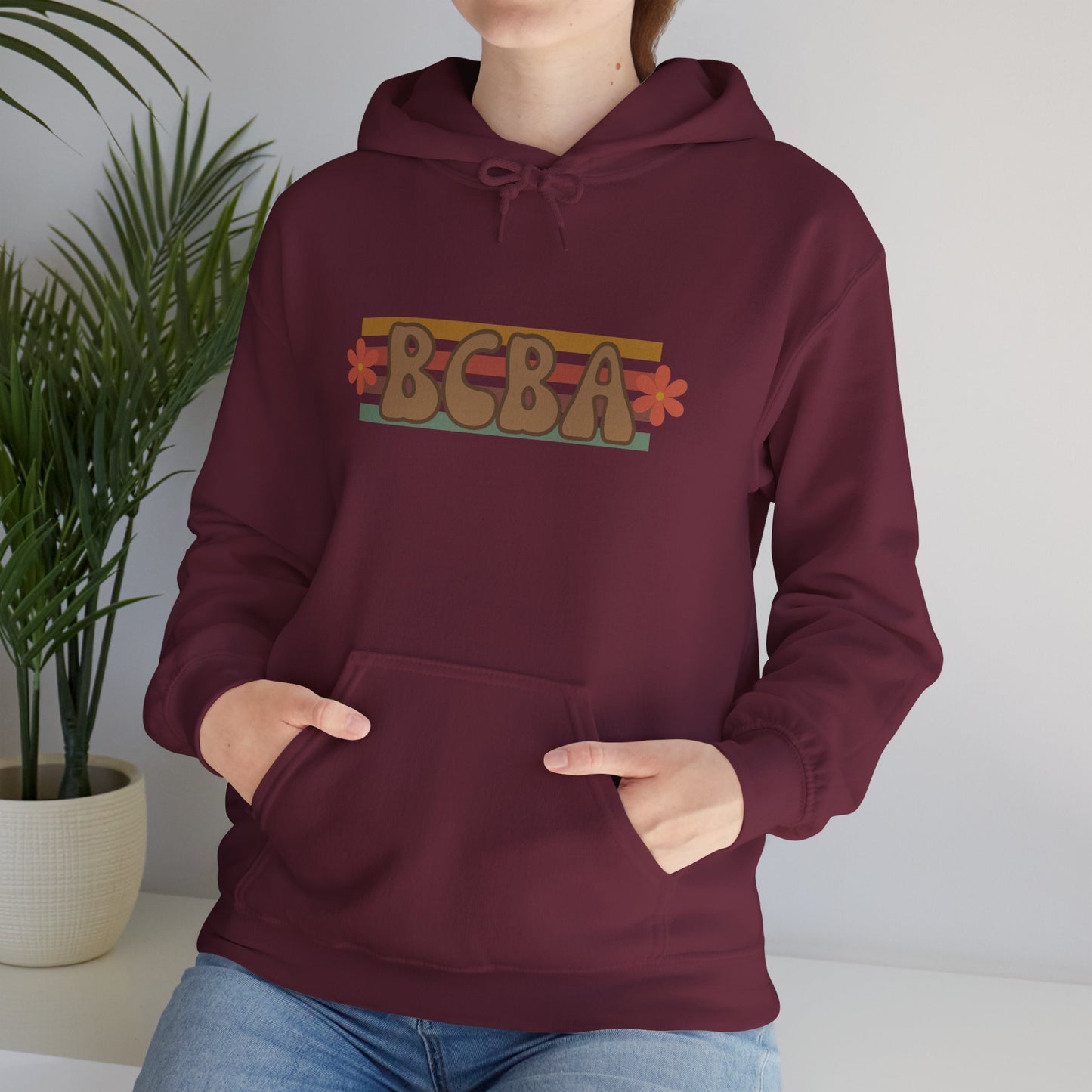 BCBA Retro Block Logo Hoodie — Behavioral Therapist Gift