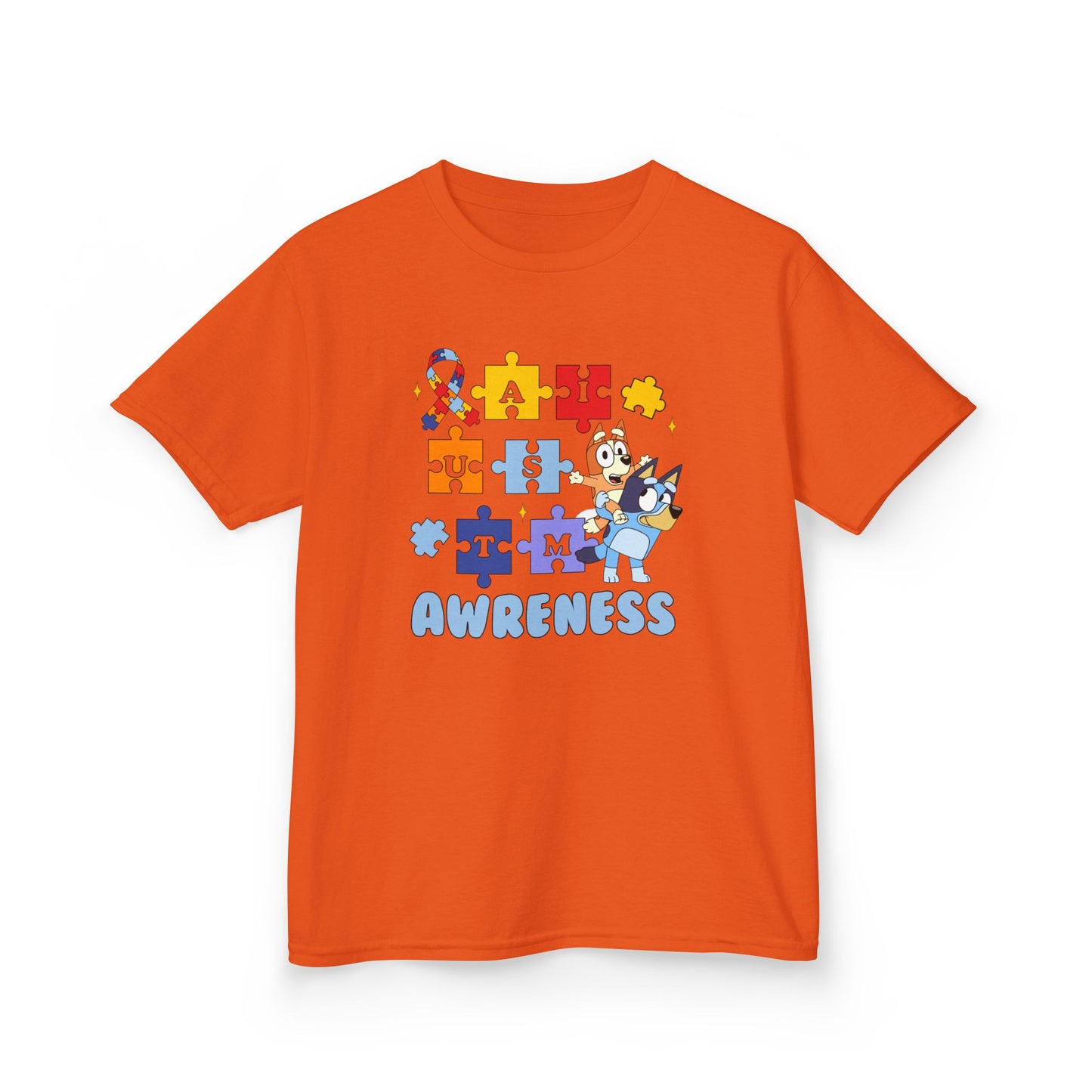 Kids Autism Awareness Puzzle Tee — Colorful Ribbon & Puzzle Pieces Design
