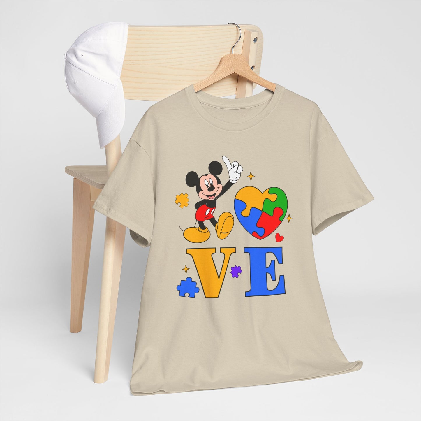 Kid-Friendly Love Puzzle Tee with Cartoon Mouse