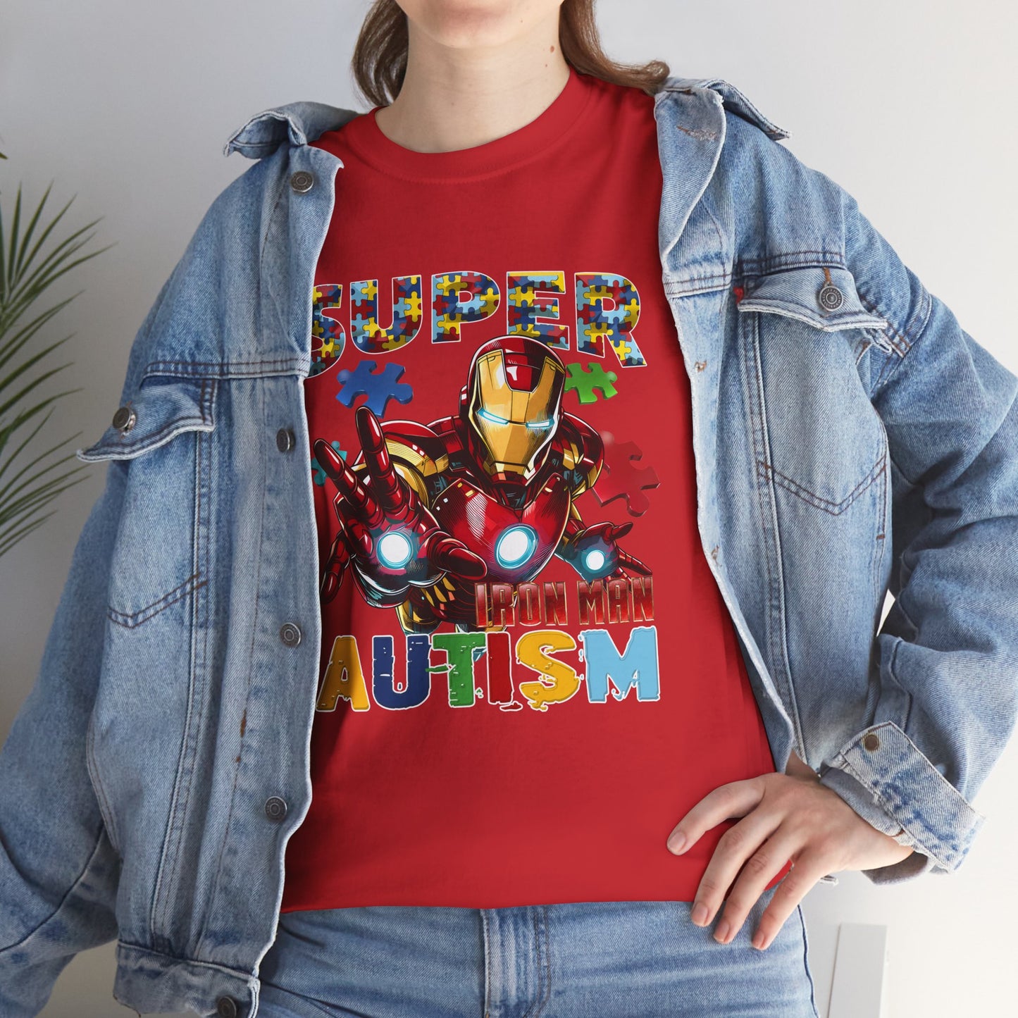 Autism Awareness Iron Man Tee — “Super Autism” Puzzle Piece Superhero Shirt