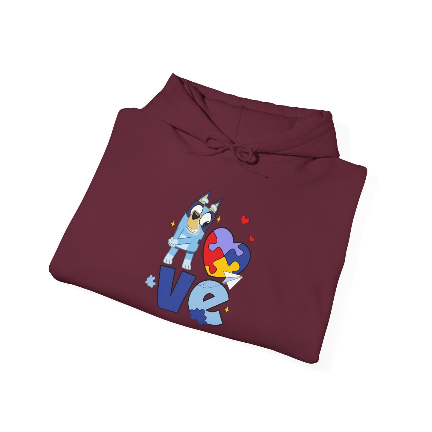 Autism Puzzle Heart Love Hoodie — Cute Inclusive Love Graphic Sweatshirt