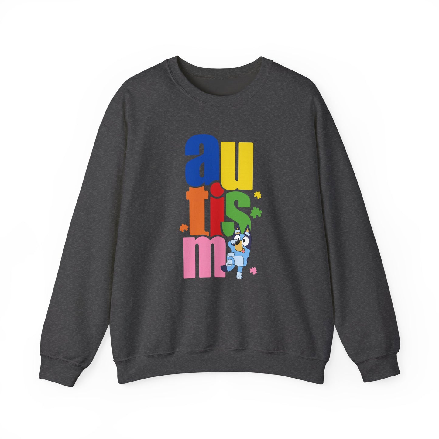 Autism Awareness Crewneck Sweatshirt — Colorful "autism" Design