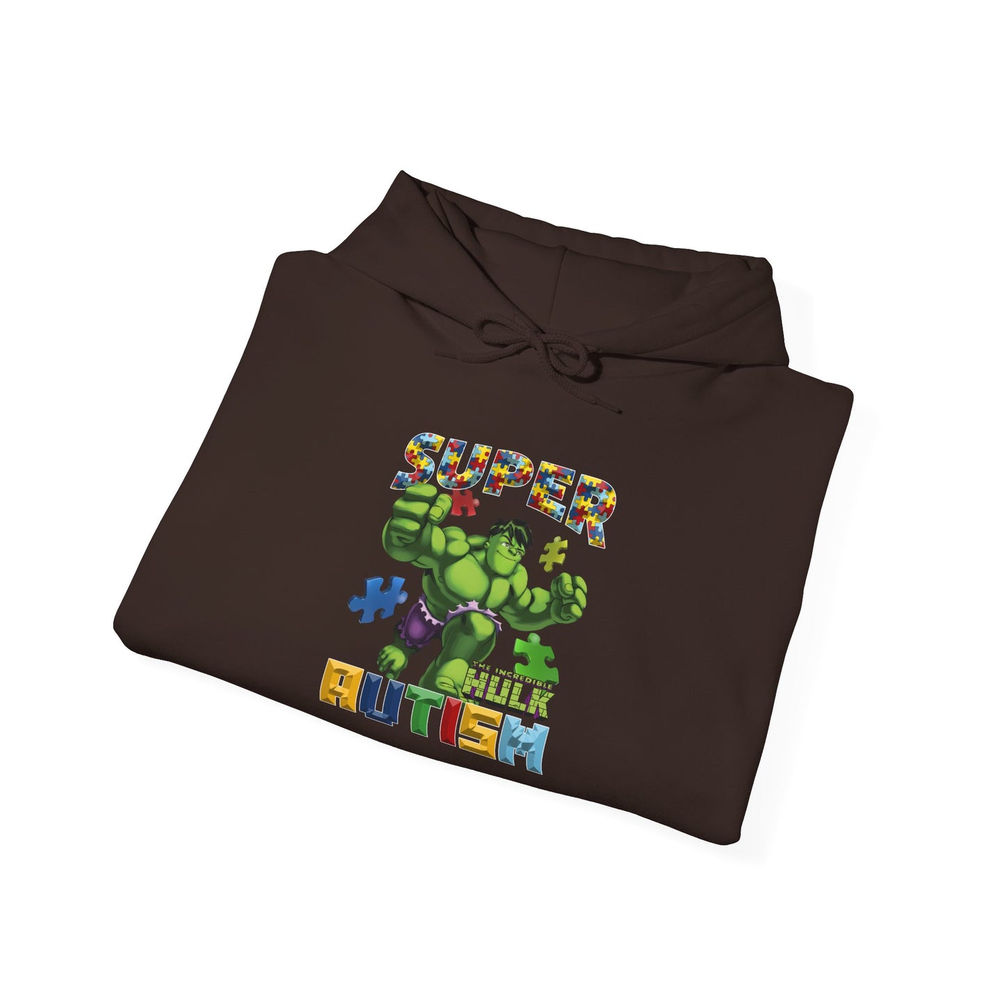 Autism Superhero Hoodie — "Super 4 Autism" Puzzle-Pattern Support Pullover