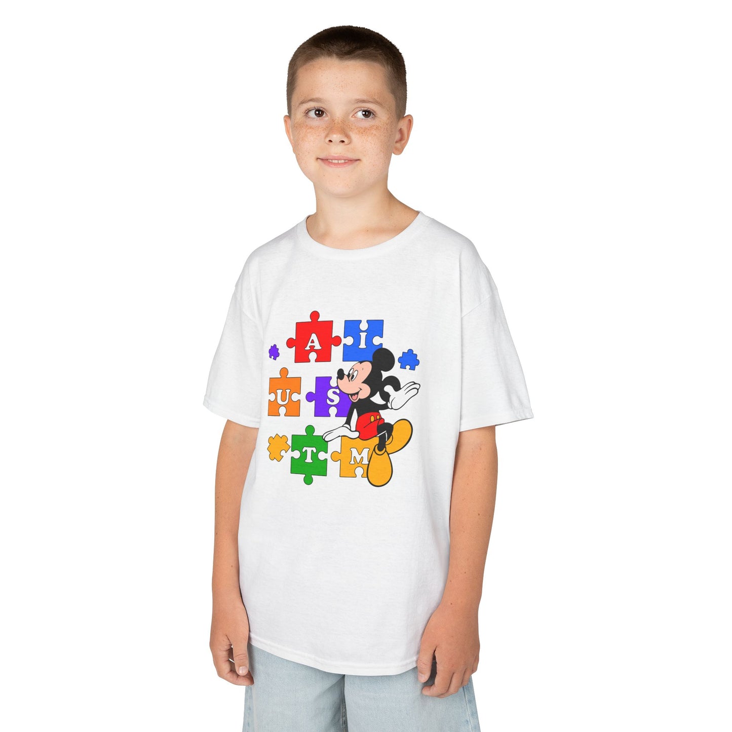 Kids Tee — Mickey Mouse Autism Puzzle Pieces Design