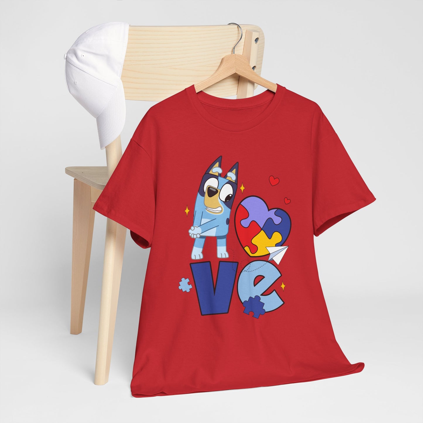Autism Awareness Love Tee - Puzzle Heart & Cartoon Character T-Shirt