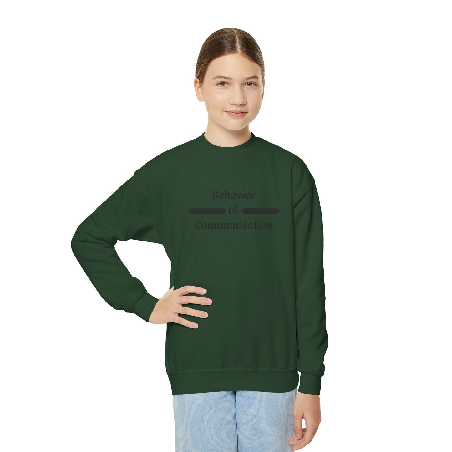 Youth Crewneck Sweatshirt - "Behavior Is Communication" Statement