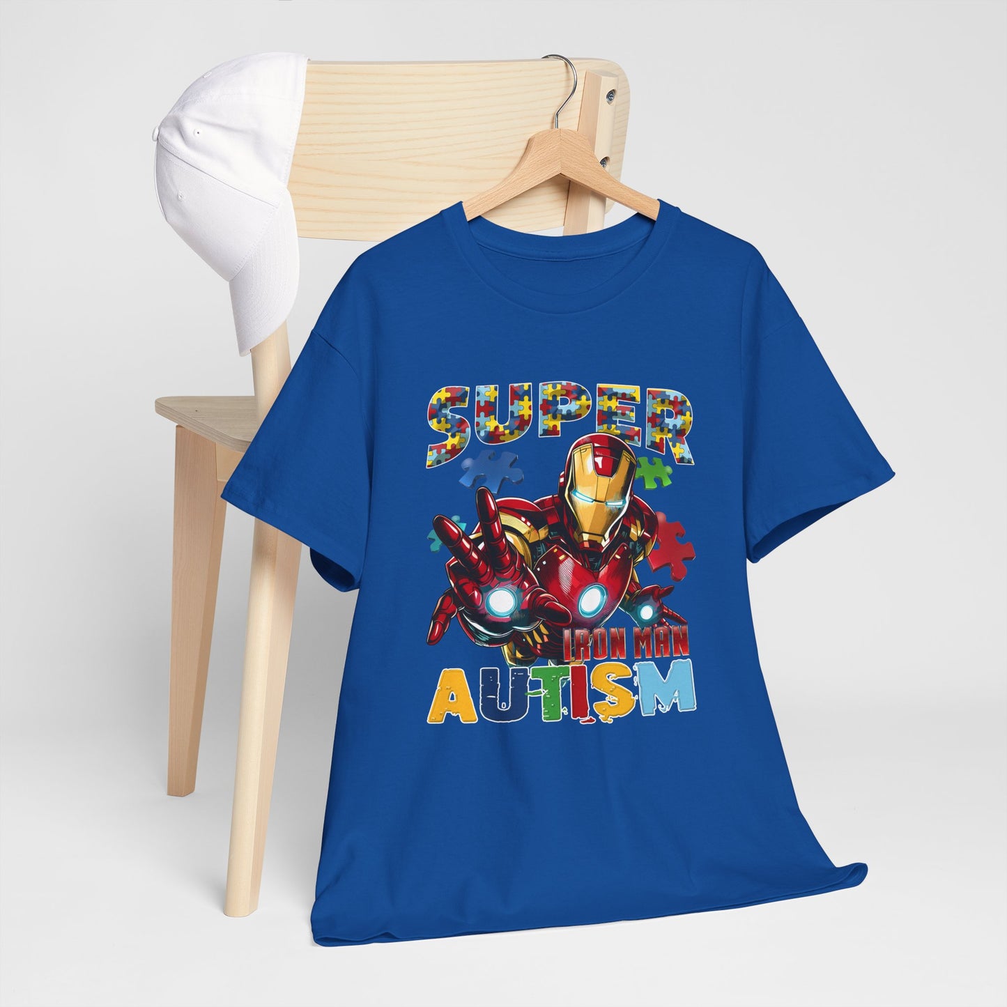 Autism Awareness Iron Man Tee — “Super Autism” Puzzle Piece Superhero Shirt