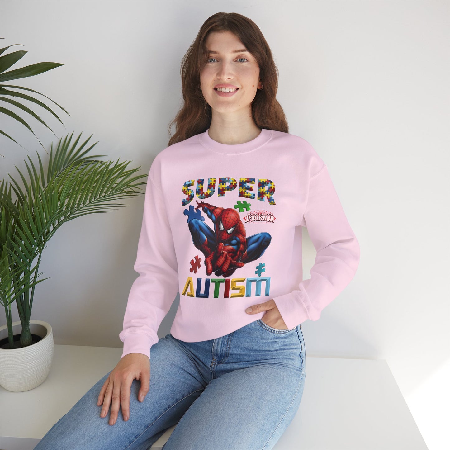 Autism Awareness Sweatshirt — "Super Autism" Puzzle-Logo Crewneck