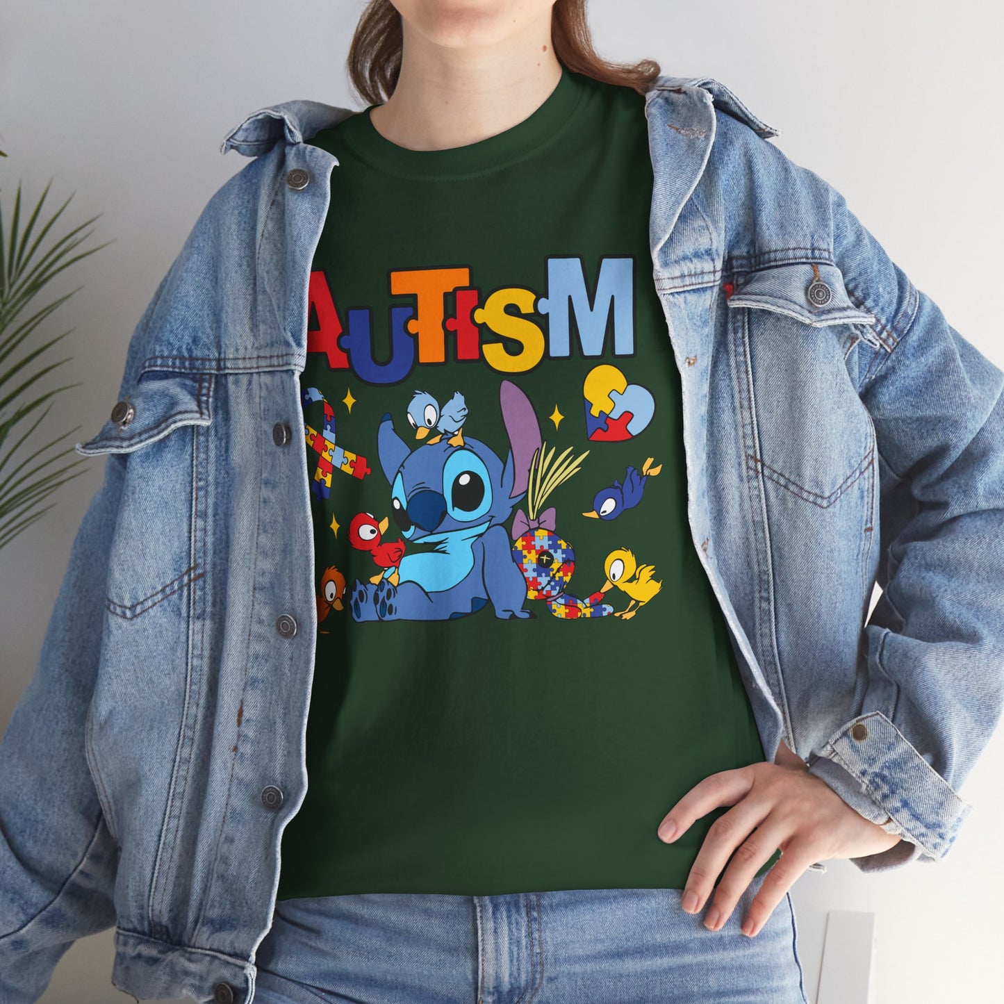 Autism Awareness T-Shirt — Cute Cartoon Character Puzzle-Heart Design