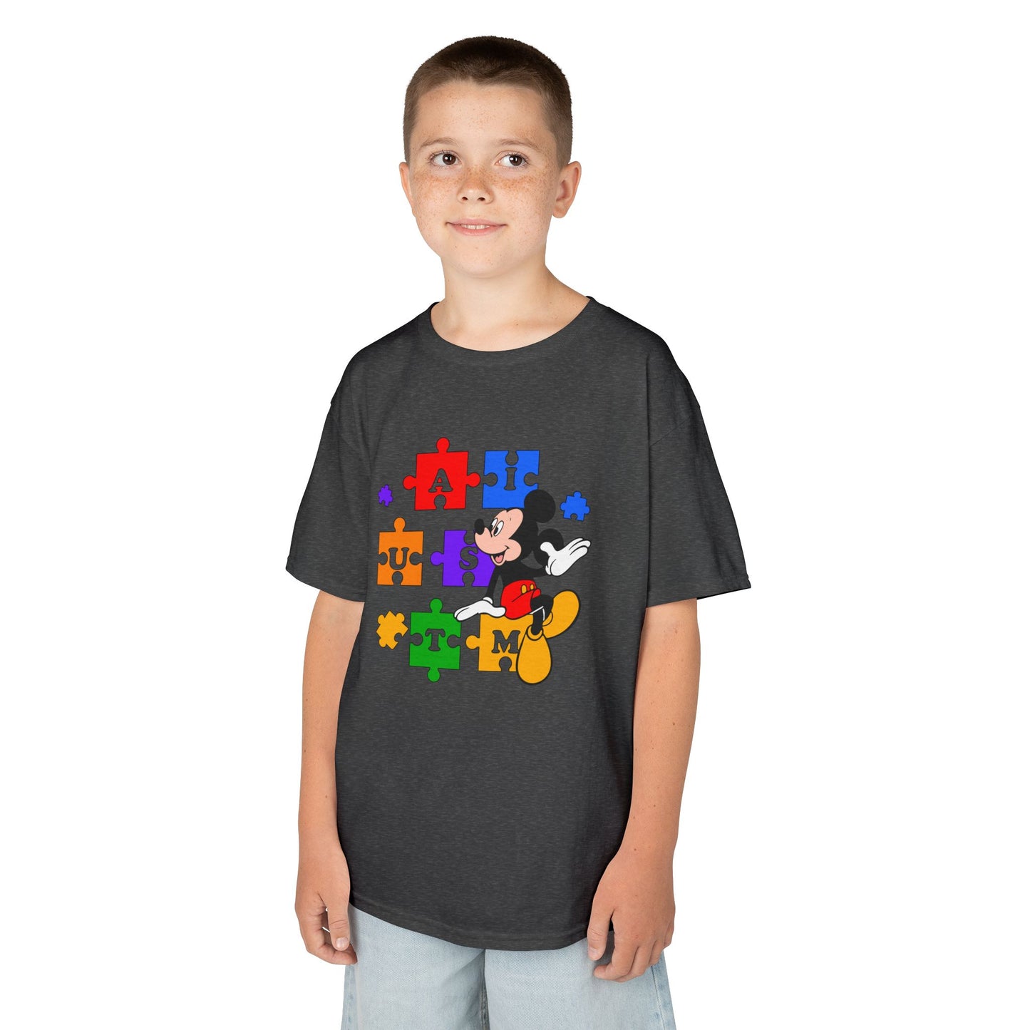 Kids Tee — Mickey Mouse Autism Puzzle Pieces Design