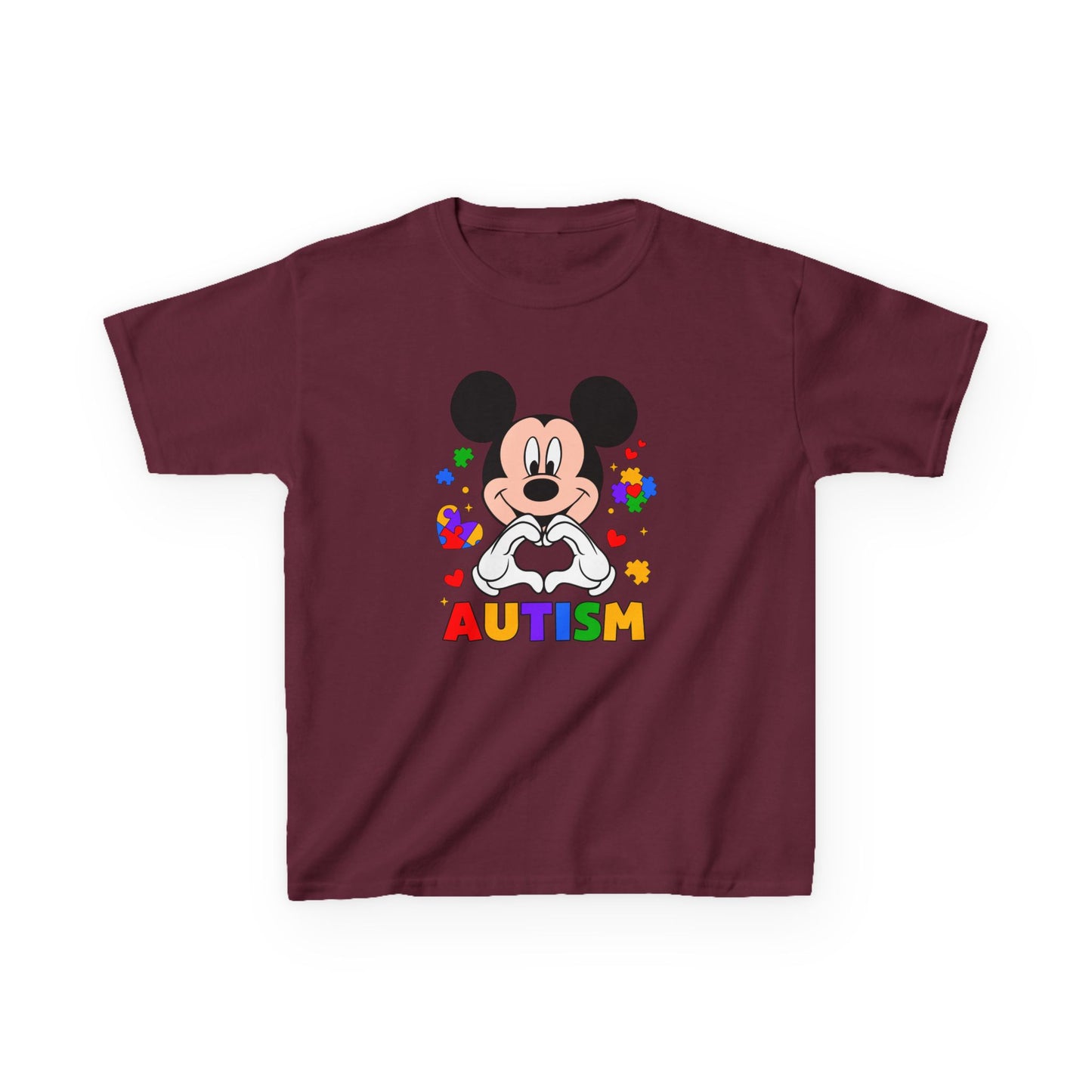 Kids Autism Awareness Tee — Colorful Puzzle Heart Design