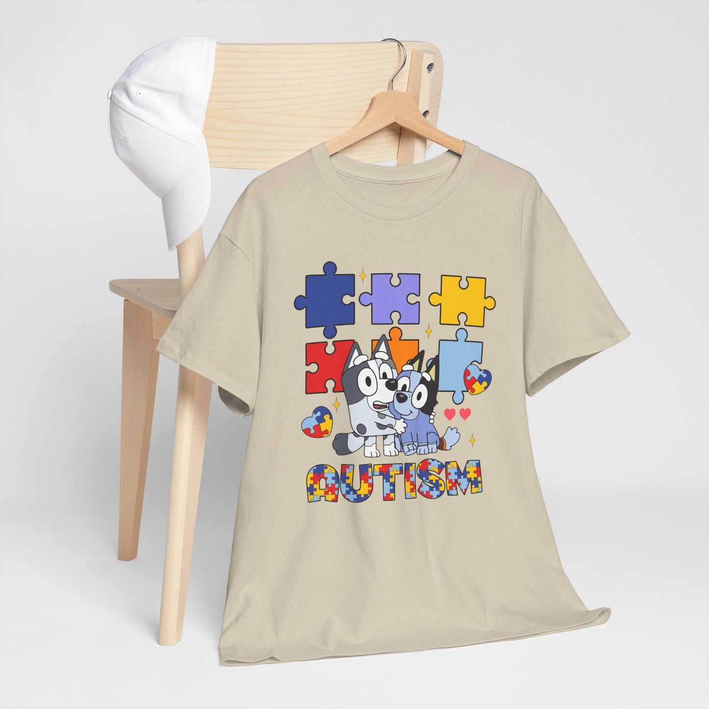Autism Awareness Puzzle Tee — Cute Puppy Puzzle Piece Design