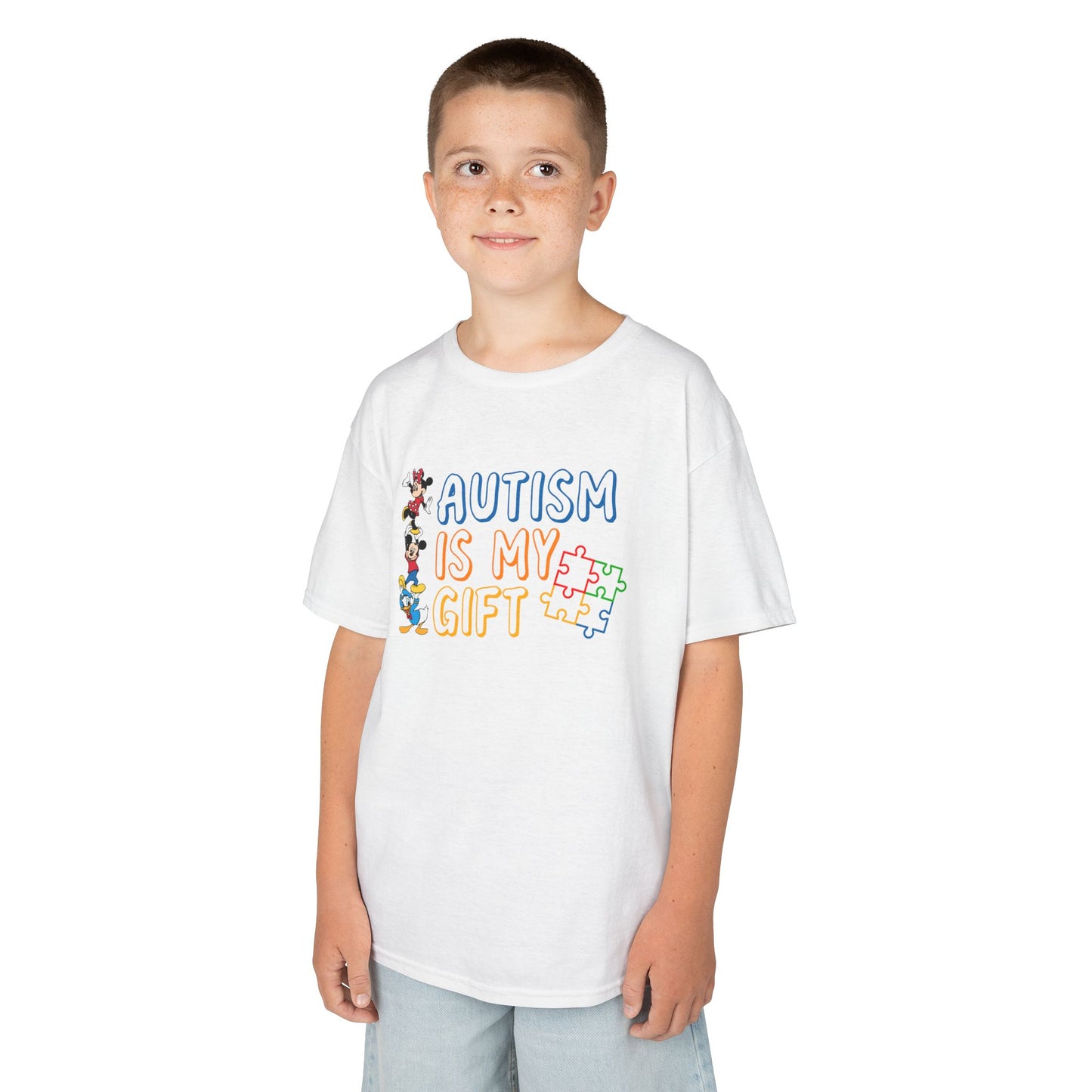 Kids Tee — "Autism Is My Gift" Colorful Puzzle Piece Design